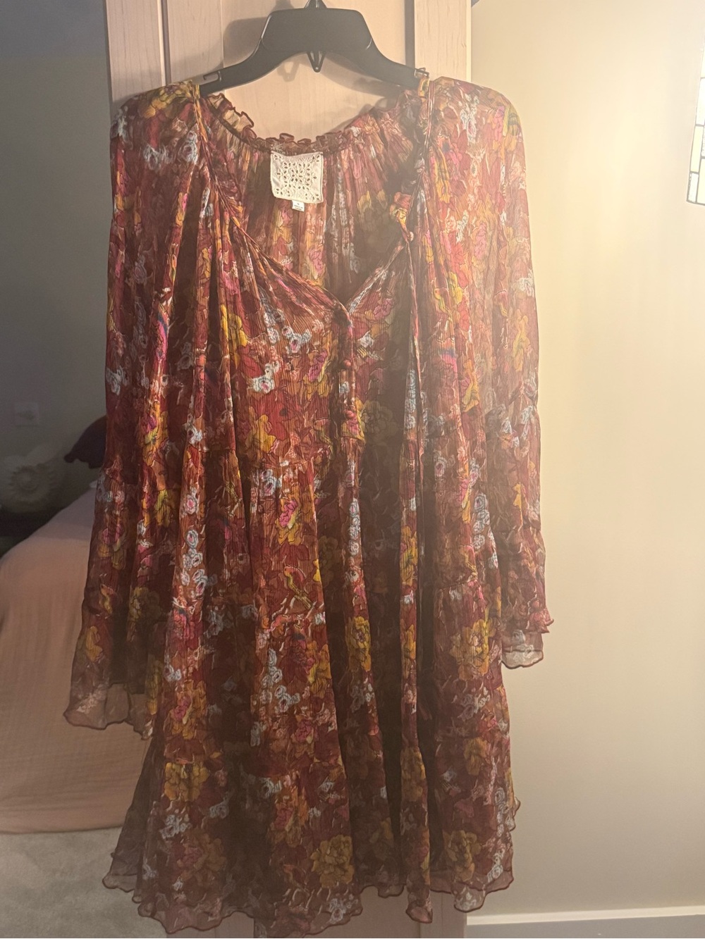 Jade Floral Pleated Blouse in Rust, Mustard & Pink